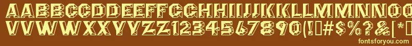 AnglesMf-Schriftart – Gelbe Schriften auf braunem Hintergrund