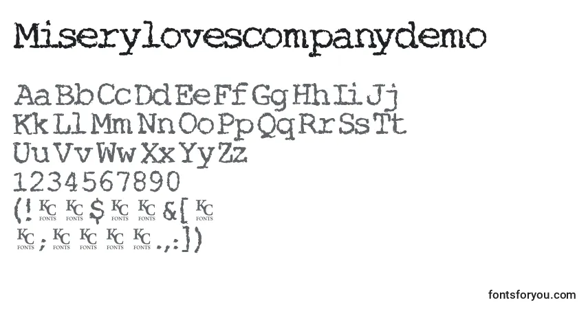 Schriftart Miserylovescompanydemo – Alphabet, Zahlen, spezielle Symbole