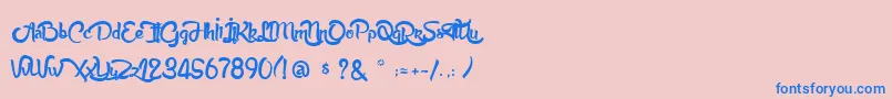 AnabelleScript-Schriftart – Blaue Schriften auf rosa Hintergrund