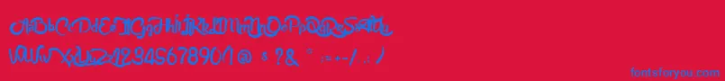 AnabelleScript Font – Blue Fonts on Red Background