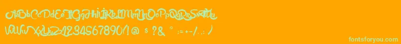 AnabelleScript Font – Green Fonts on Orange Background