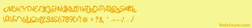 AnabelleScript Font – Orange Fonts on Yellow Background
