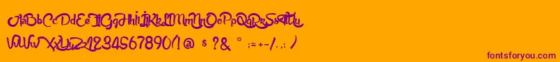 AnabelleScript Font – Purple Fonts on Orange Background