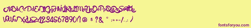 AnabelleScript Font – Purple Fonts on Yellow Background
