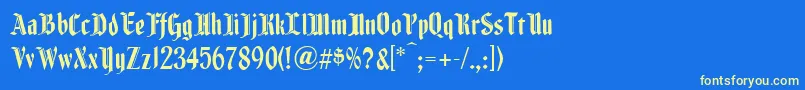 Fonte Fenwickwoodtype – fontes amarelas em um fundo azul