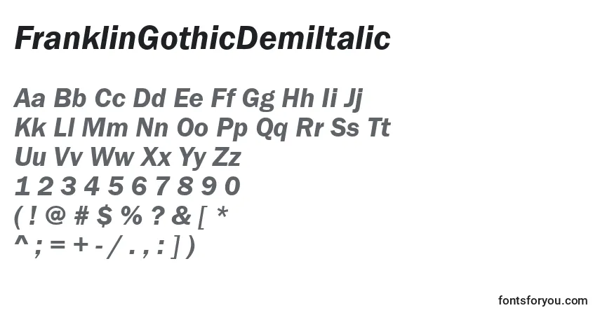 Schriftart FranklinGothicDemiItalic – Alphabet, Zahlen, spezielle Symbole