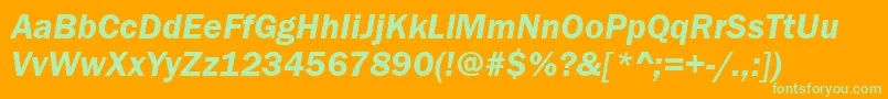 Шрифт FranklinGothicDemiItalic – зелёные шрифты на оранжевом фоне