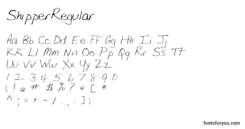 A fonte ShipperRegular – alfabeto, números, caracteres especiais