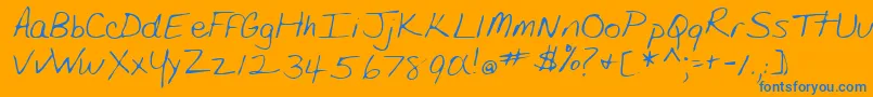 ShipperRegular-Schriftart – Blaue Schriften auf orangefarbenem Hintergrund