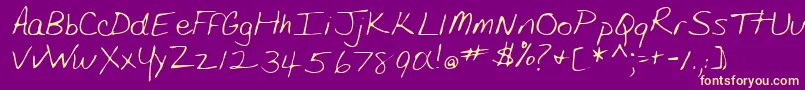 ShipperRegular-Schriftart – Gelbe Schriften auf violettem Hintergrund