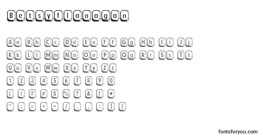 Schriftart Betsyflanagan – Alphabet, Zahlen, spezielle Symbole