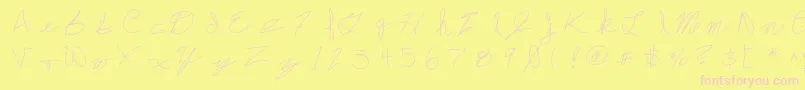 Frankdrebon-fontti – vaaleanpunaiset fontit keltaisella taustalla
