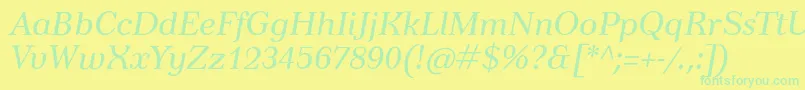 TusarItalic-fontti – vihreät fontit keltaisella taustalla