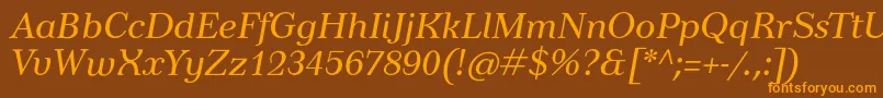 TusarItalic-Schriftart – Orangefarbene Schriften auf braunem Hintergrund