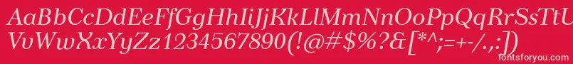 Fonte TusarItalic – fontes rosa em um fundo vermelho