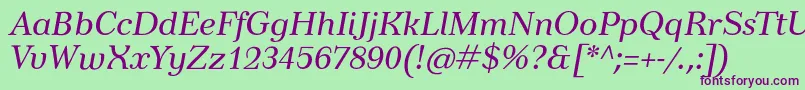 TusarItalic Font – Purple Fonts on Green Background