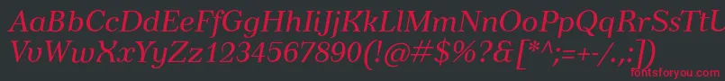TusarItalic Font – Red Fonts on Black Background