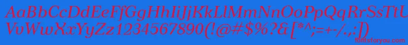 フォントTusarItalic – 赤い文字の青い背景