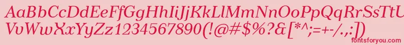 フォントTusarItalic – ピンクの背景に赤い文字
