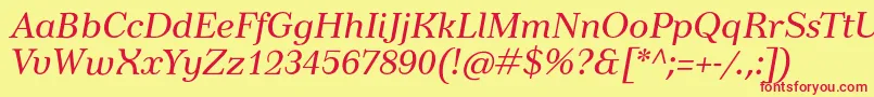 TusarItalic Font – Red Fonts on Yellow Background