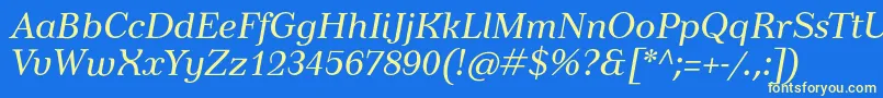 TusarItalic-Schriftart – Gelbe Schriften auf blauem Hintergrund
