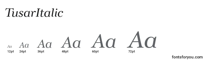 Größen der Schriftart TusarItalic