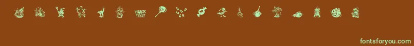 TrickOrTreatDing Font – Green Fonts on Brown Background