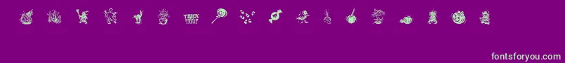 TrickOrTreatDing Font – Green Fonts on Purple Background