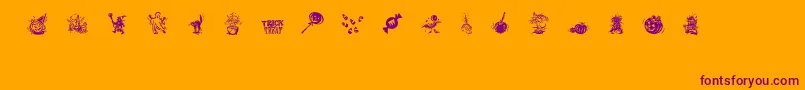 TrickOrTreatDing-Schriftart – Violette Schriften auf orangefarbenem Hintergrund