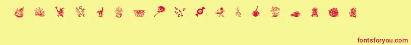 TrickOrTreatDing Font – Red Fonts on Yellow Background