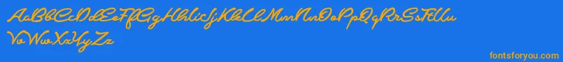 フォントCrumbleDemo – オレンジ色の文字が青い背景にあります。