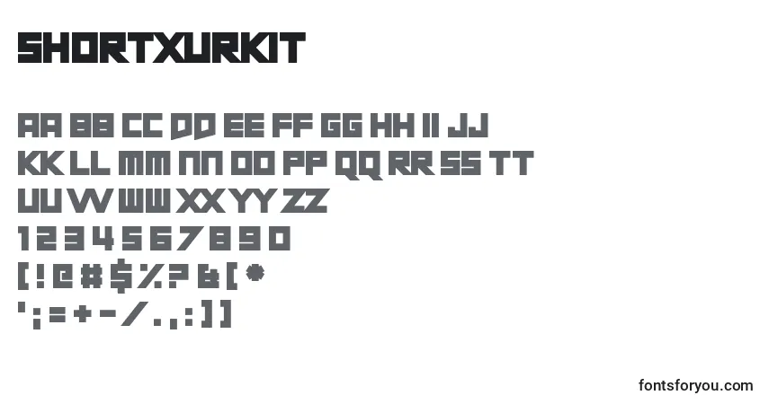 Czcionka ShortXurkit – alfabet, cyfry, specjalne znaki