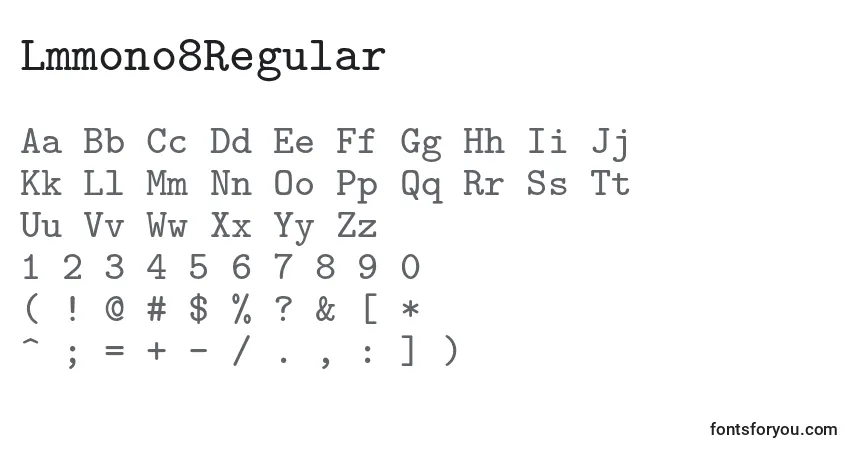 Schriftart Lmmono8Regular – Alphabet, Zahlen, spezielle Symbole