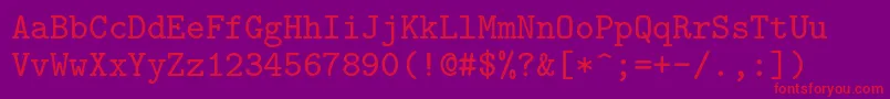Lmmono8Regular Font – Red Fonts on Purple Background