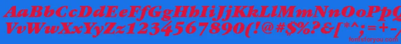 GaramondbookgttBolditalic-Schriftart – Rote Schriften auf blauem Hintergrund
