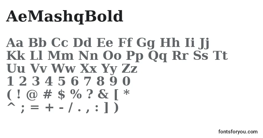 Schriftart AeMashqBold – Alphabet, Zahlen, spezielle Symbole