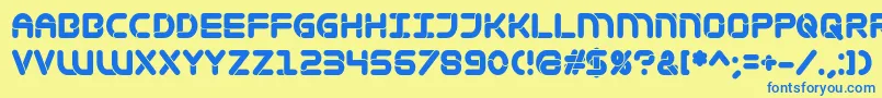 Mametosca026フォントについての詳細 フォントMametosca026 – 青い文字が黄色の背景にあります。