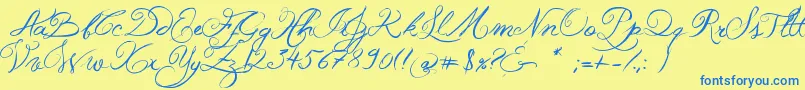 JellykaWesternPrincess Font – Blue Fonts on Yellow Background