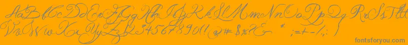 JellykaWesternPrincess-Schriftart – Graue Schriften auf orangefarbenem Hintergrund