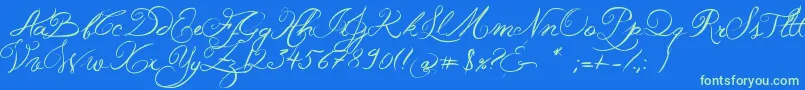 JellykaWesternPrincess Font – Green Fonts on Blue Background