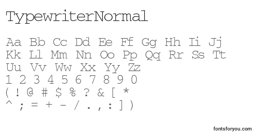 A fonte TypewriterNormal – alfabeto, números, caracteres especiais