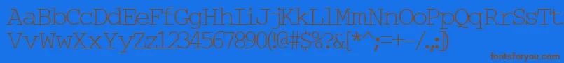 TypewriterNormal-Schriftart – Braune Schriften auf blauem Hintergrund
