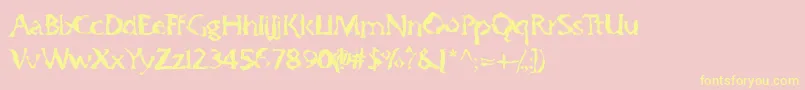 Gumbootcha-Schriftart – Gelbe Schriften auf rosa Hintergrund