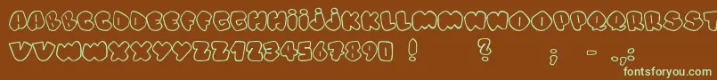 フォントAlphaStreet – 緑色の文字が茶色の背景にあります。