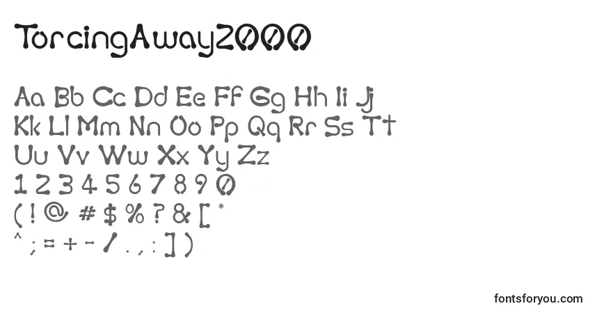 A fonte TorcingAway2000 – alfabeto, números, caracteres especiais