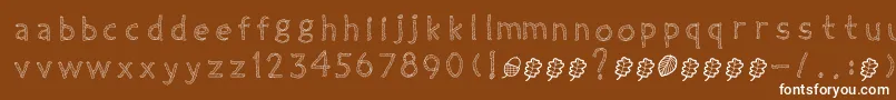 TwiggyRegular-Schriftart – Weiße Schriften auf braunem Hintergrund