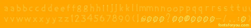 TwiggyRegular-Schriftart – Gelbe Schriften auf orangefarbenem Hintergrund