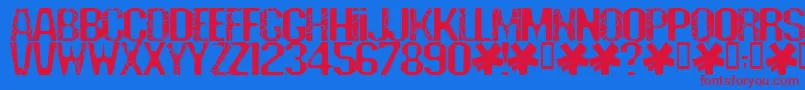 フォントDeadline – 赤い文字の青い背景