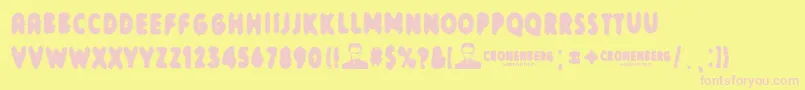 Cronenberg-fontti – vaaleanpunaiset fontit keltaisella taustalla