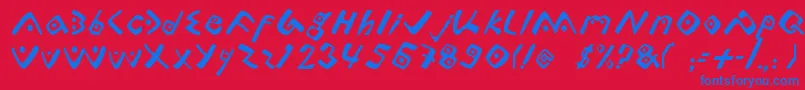 フォントLontara – 赤い背景に青い文字